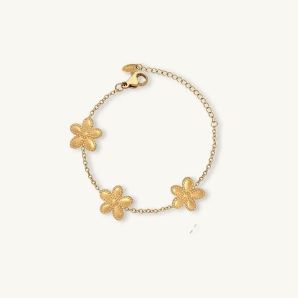 Gold Flower Bracelet A632 - Picture 1 of 3
